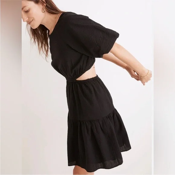 Madewell Seersucker Cut Out Back Dress- Size Large - Picture 2 of 16